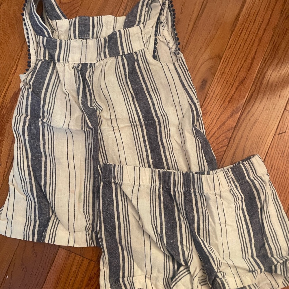 Carter's Navy and Cream Striped Outfit
